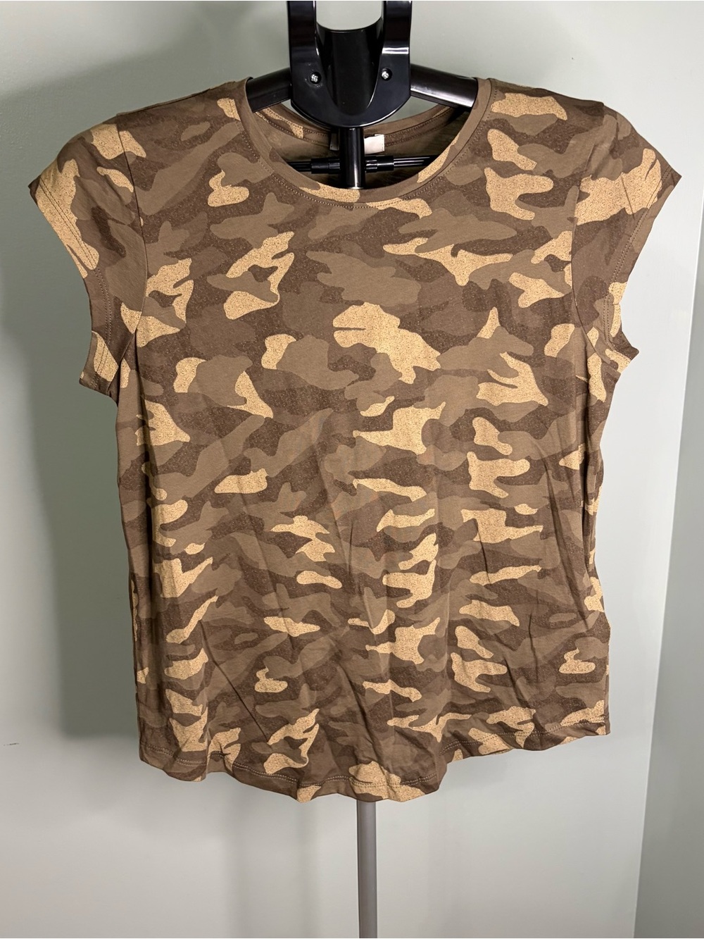 Joie Brown Tan Camo Short Sleeve Crew Tee NWT small